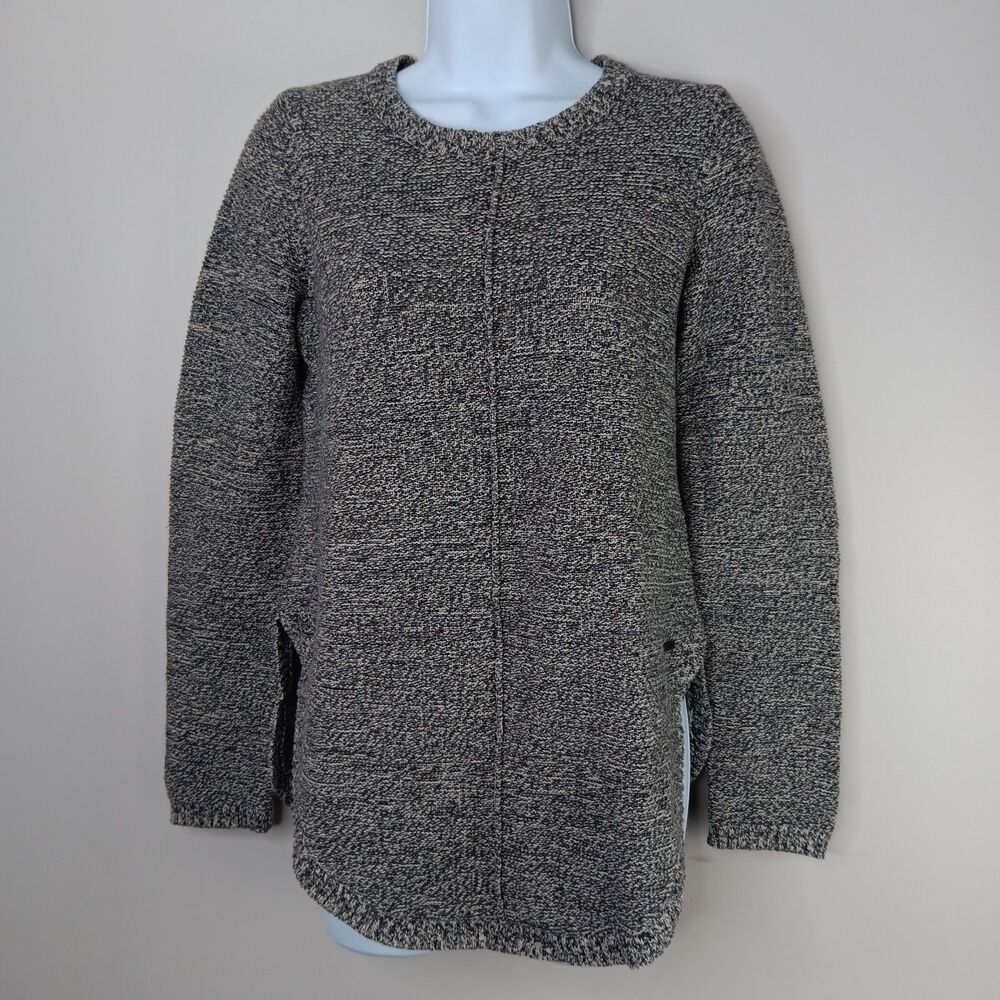 Roots Canada Sweater Women's Size XS Crew Pullover Tunic Gray Round Hem